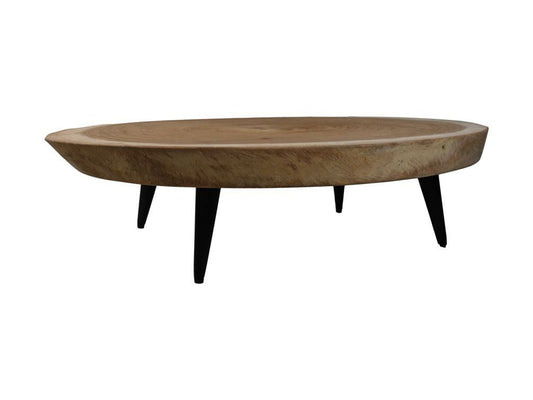 HSM Collection-Ovale Salontafel Boomschijf-120x80x28-Naturel/Zwart-Munggur/Metaal
