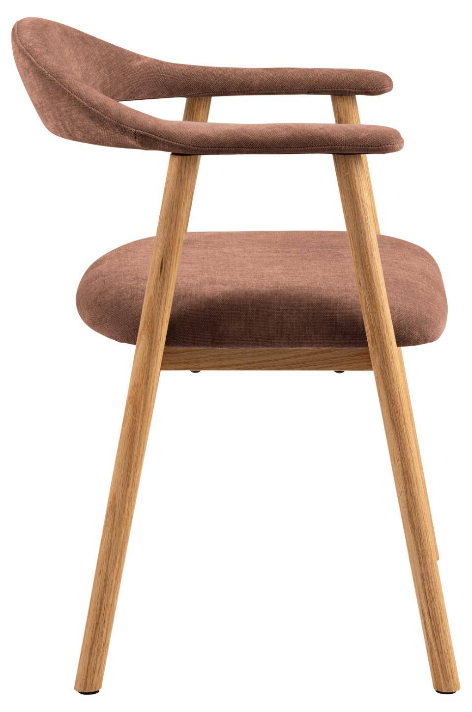 HSM Collection-Eetkamerstoel Ella Met Arm S/2-56x54x76-Terracotta/White Wash-Stof/Eiken