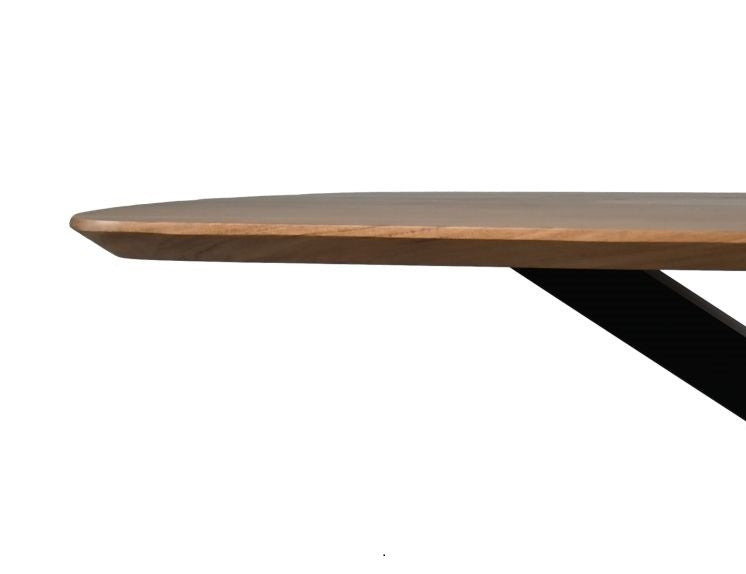 HSM Collection -Ovale tafel Santorini - 220x100x76 - Naturel/zwart - Acacia/meta