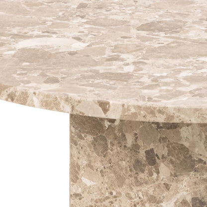 HSM Collection-Ronde Salontafel Sofia-ø80x32-Wit-Travertine