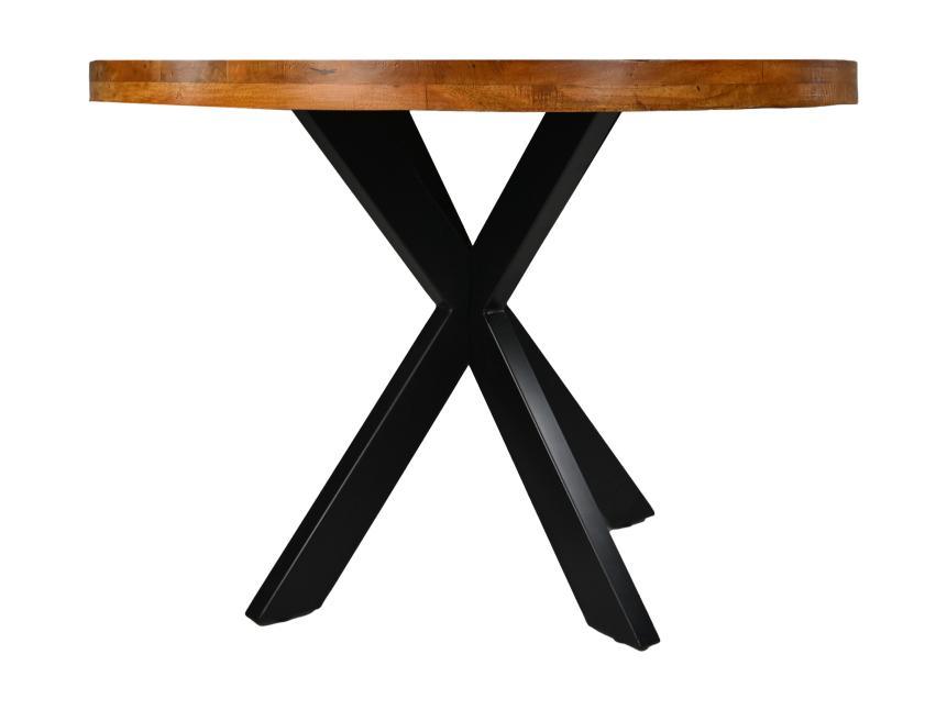 HSM Collection-Ronde Eettafel Melbourne-100x100x76-Bruin/Zwart-Mango/Metaal