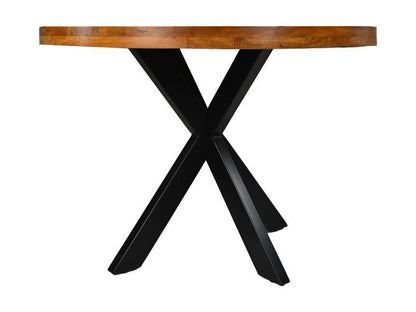 HSM Collection-Ronde Eettafel Melbourne-100x100x76-Bruin/Zwart-Mango/Metaal