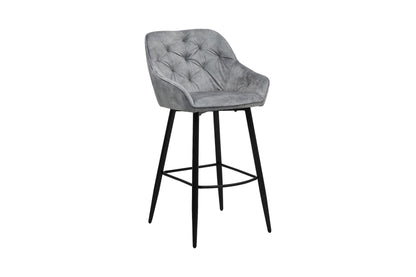 HSM Collection-Barkruk Liverpool S/3-56x61x107-Licht Grijs/Zwart-Stof/Metaal