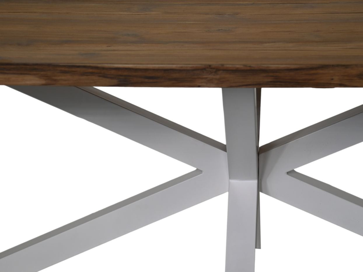 HSM Collection-Rechthoekige Tuintafel-180x90x76-Naturel/Wit-Teak/Metaal