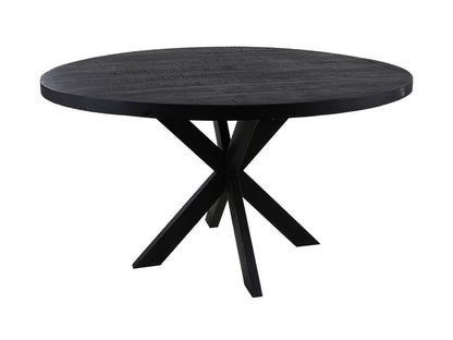 HSM Collection-Ronde Eettafel Melbourne-110x110x80-Zwart-Mango/Metaal