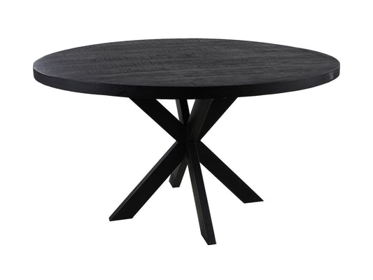 HSM Collection-Ronde Eettafel Melbourne-110x110x80-Zwart-Mango/Metaal