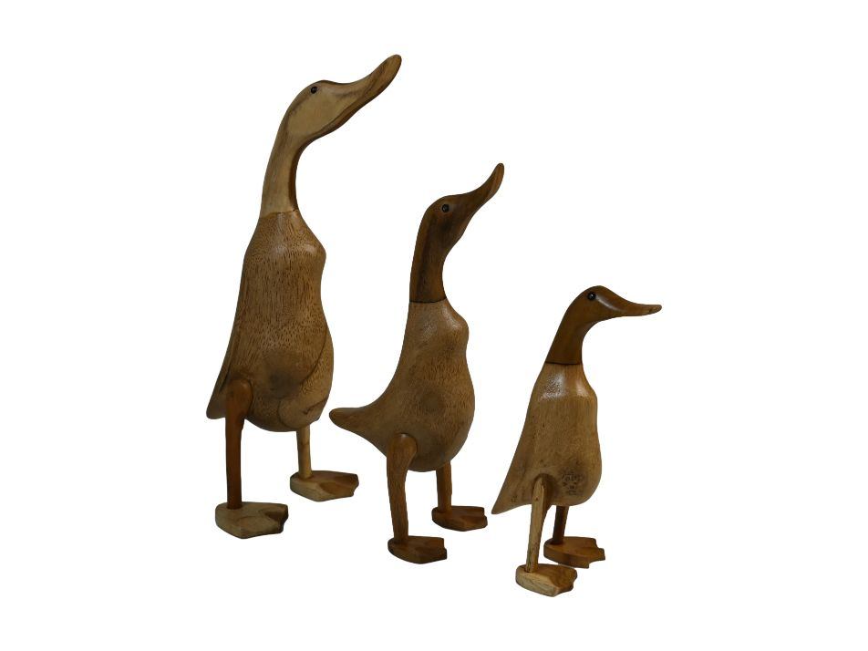 HSM Collection-Houten Eend Handgemaakt S/3-15x13x10/20x17x12/43x33x22-Naturel-Bamboe/Teak