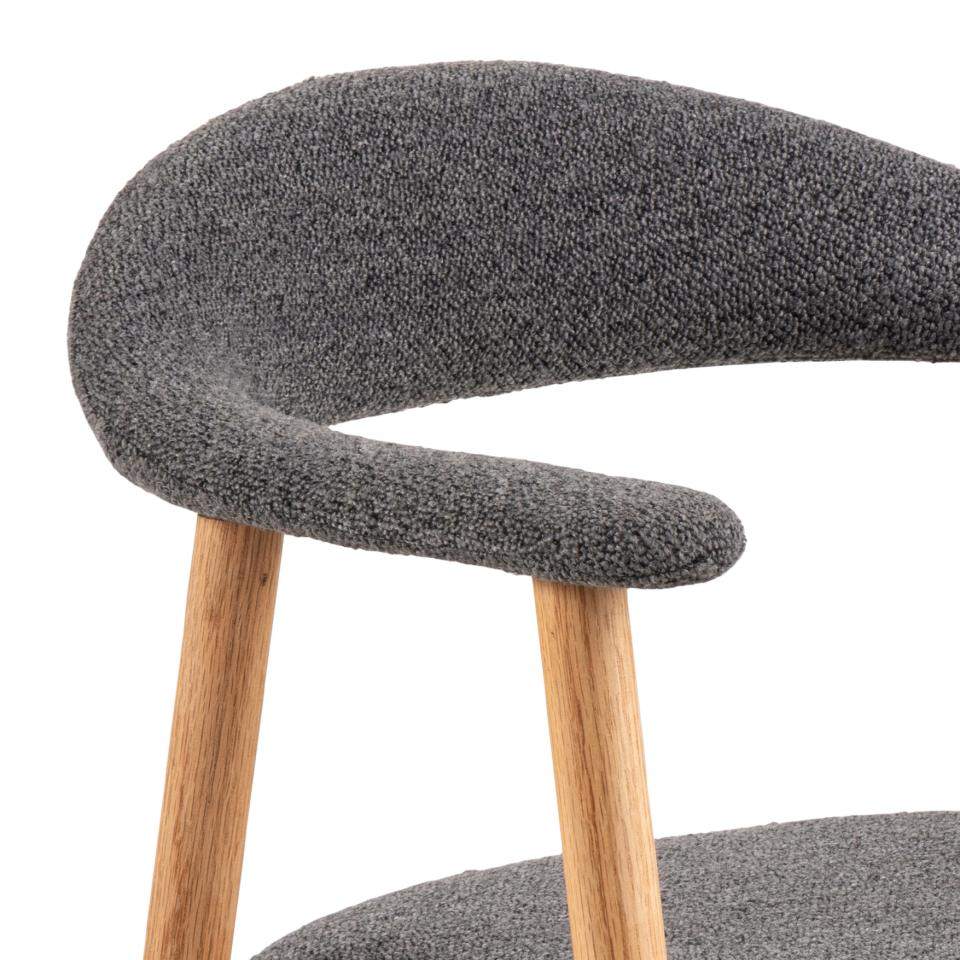 HSM Collection-Eetkamerstoel Ella Met Arm S/2-56x54x76-Grijs/White Wash-Stof/Eiken