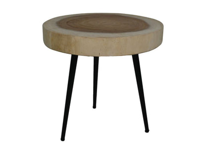 HSM Collection-Ronde Bijzettafel-ø40x51-Naturel/Zwart-Munggur/Metaal