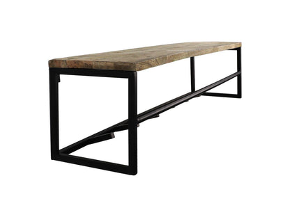 HSM Collection-Wandkapstok 6 Haken Met Plank-100x22x22-Naturel/Zwart-Mango/Metaal
