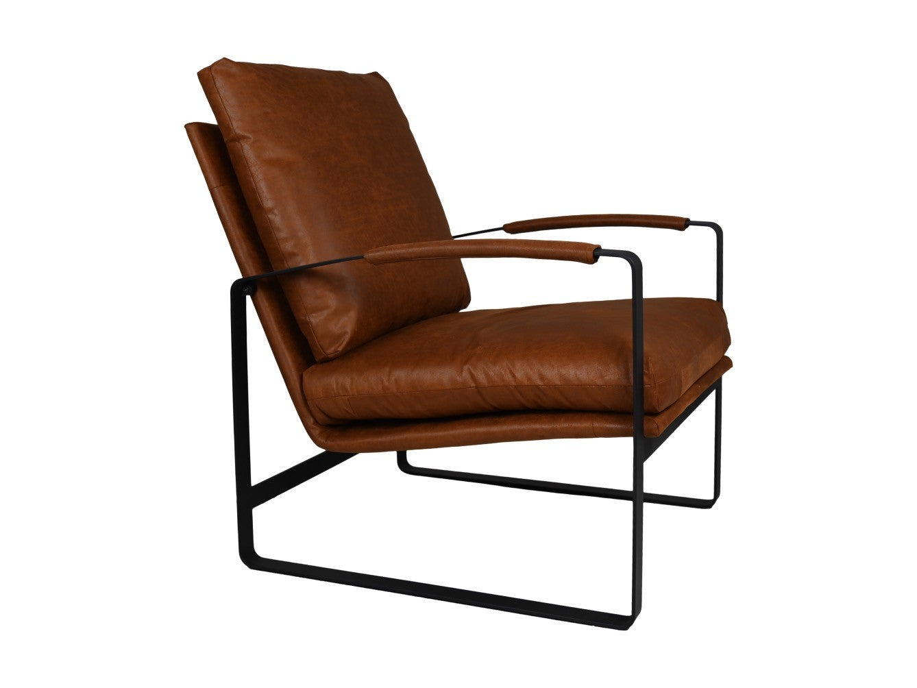 HSM Collection-Fauteuil Miami-95x65x95-Cognac/Zwart-Leder/Metaal
