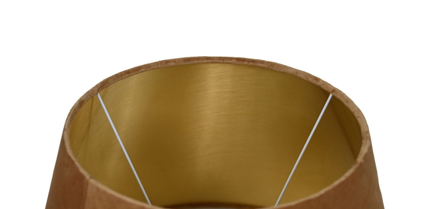 HSM Collection-Ronde Lampenkap Conisch-ø28-ø40x25-Beige/Goud-Stof