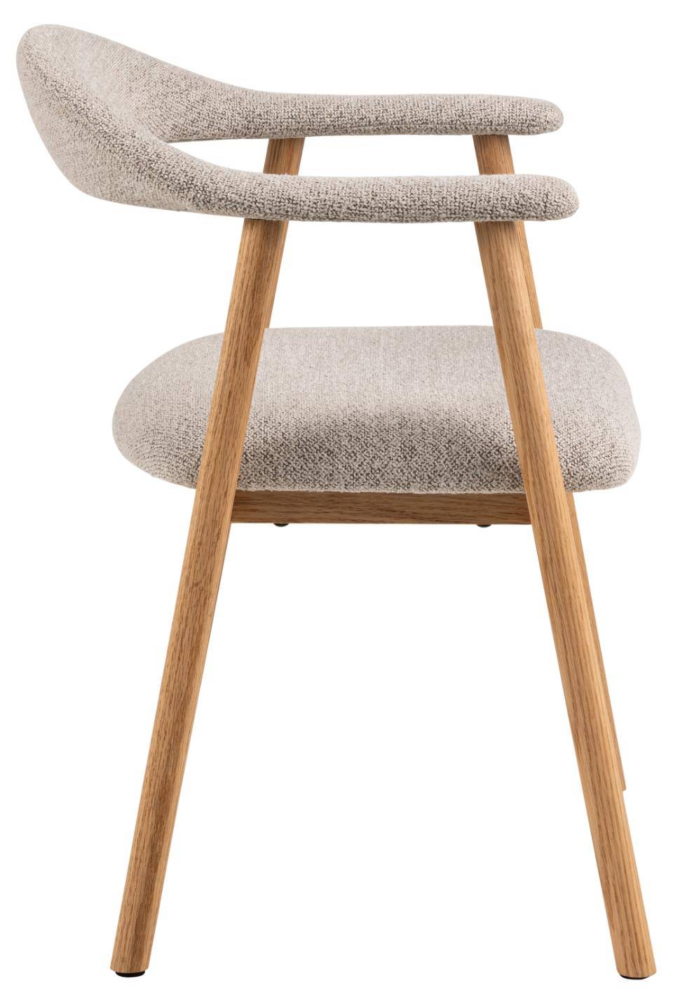 HSM Collection-Eetkamerstoel Ella Met Arm S/2-56x54x76-Zand/White Wash-Stof/Eiken